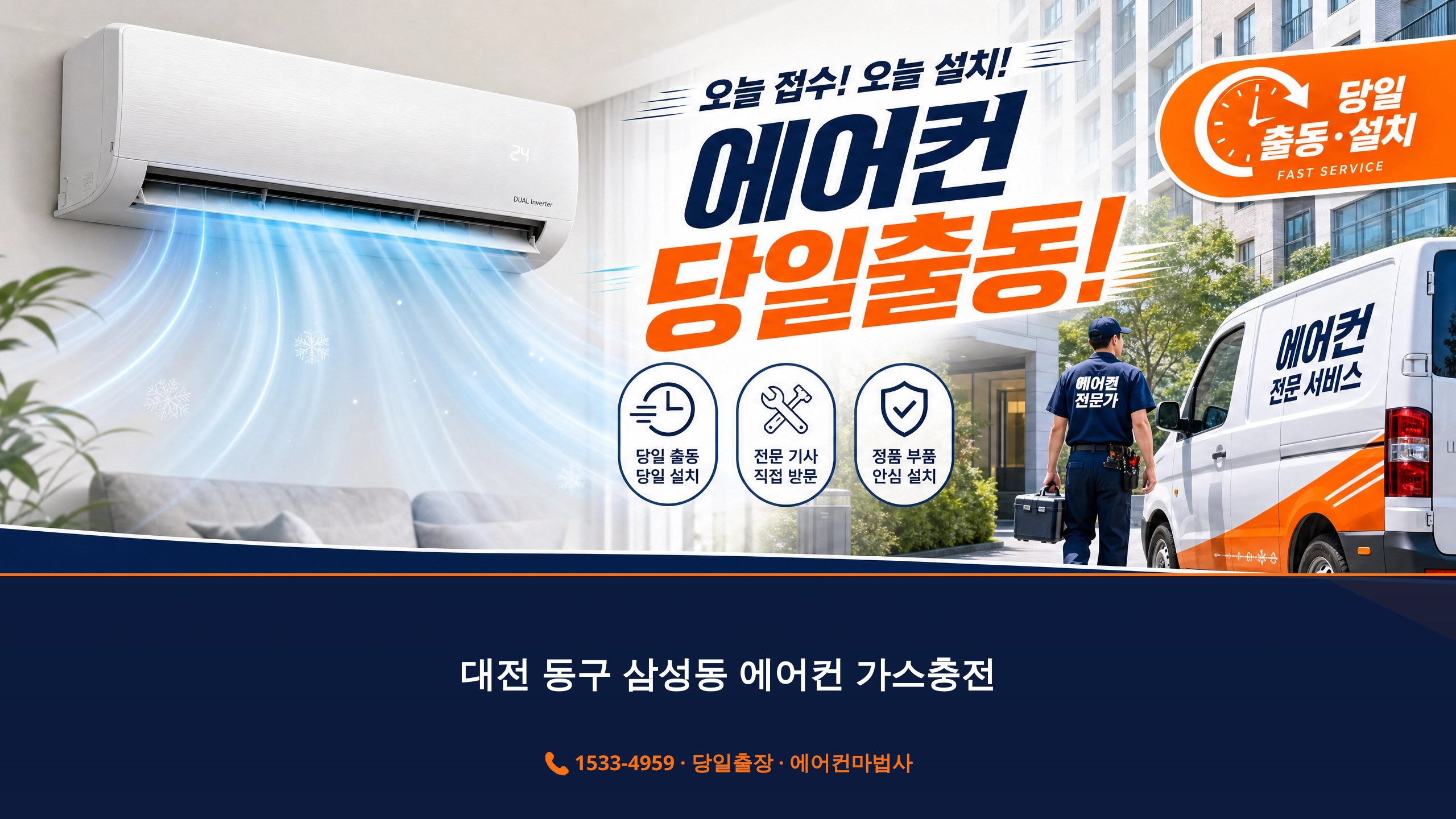 대전 동구 삼성동 에어컨 출장 서비스 에어컨마법사 1533-4959